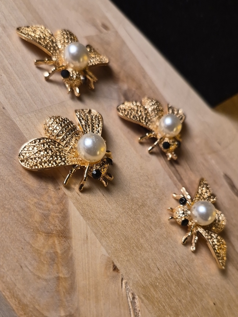 Gold Bee Brooch with Pearl Accent - Women's Jewelry